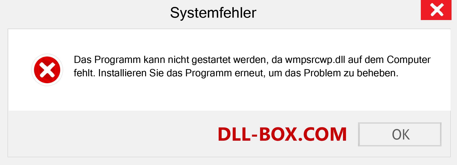 wmpsrcwp.dll-Datei fehlt?. Download für Windows 7, 8, 10 - Fix wmpsrcwp dll Missing Error unter Windows, Fotos, Bildern