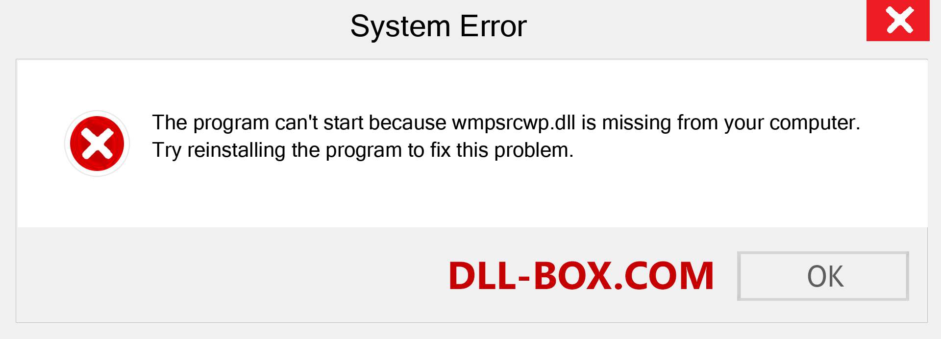 wmpsrcwp.dll file is missing?. Download for Windows 7, 8, 10 - Fix  wmpsrcwp dll Missing Error on Windows, photos, images